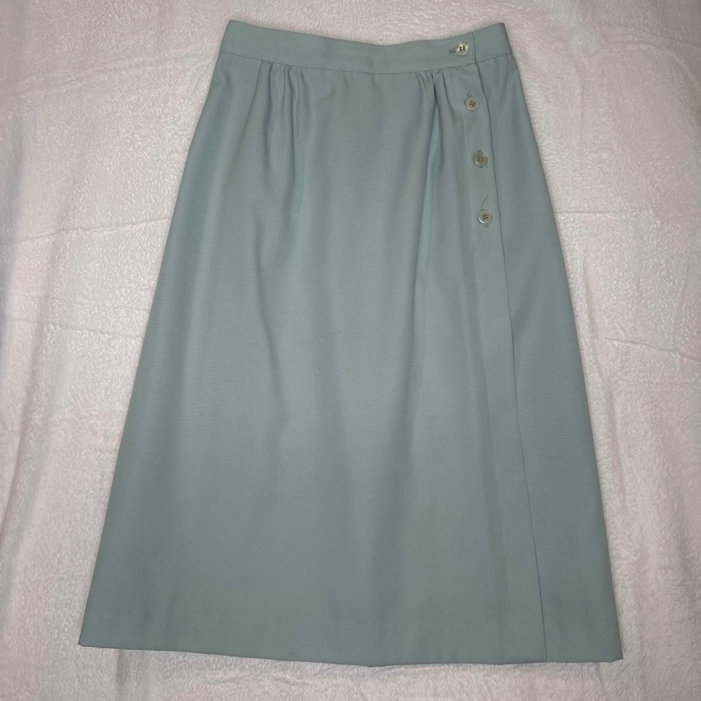 80s Academia Preppy Vintage Side Button Midi Skirt A-Line Pastel SMALL